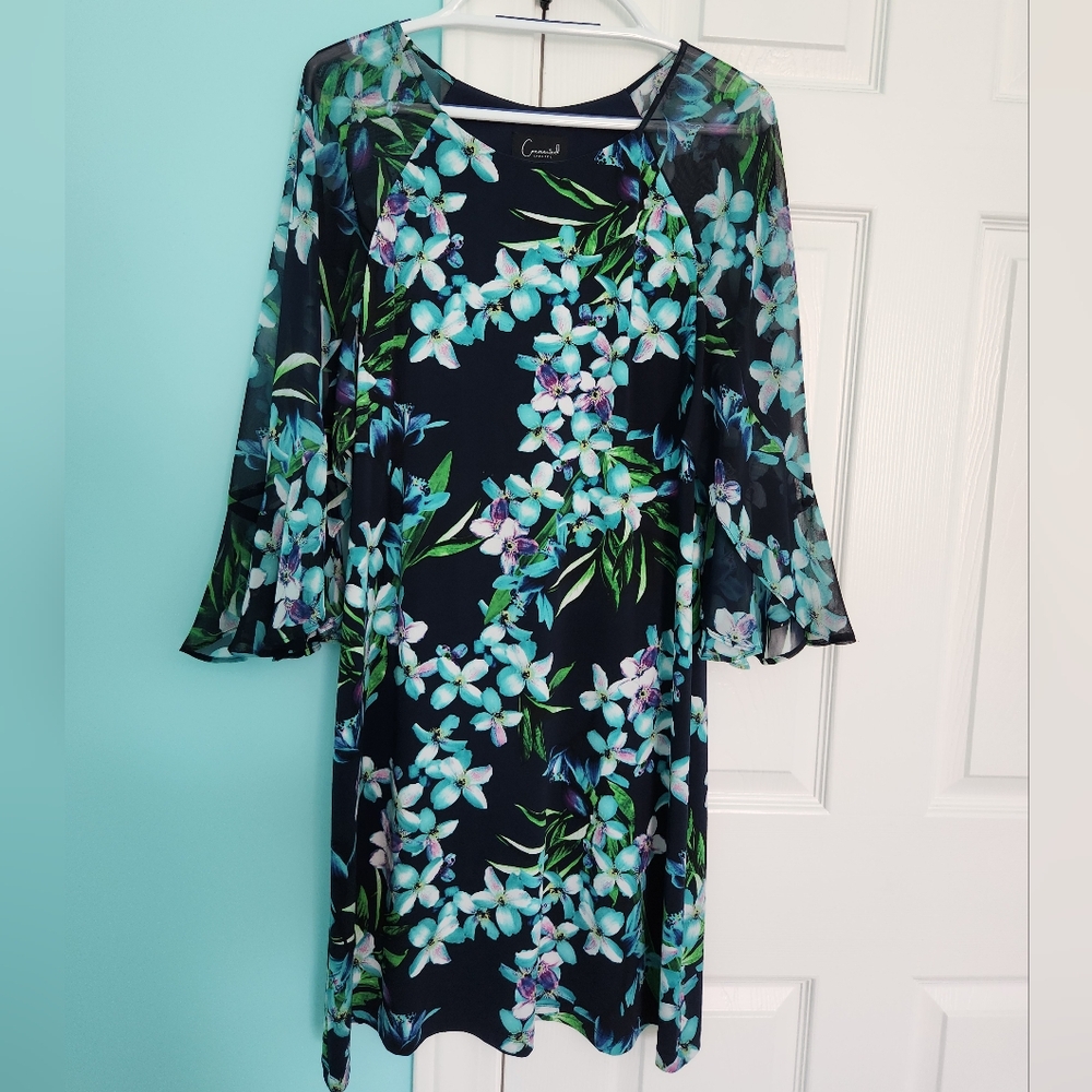 Connected Apparel Size 10 Black & Blue Dress